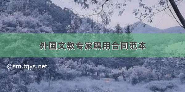 外国文教专家聘用合同范本