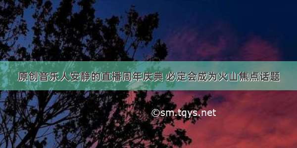 原创音乐人安静的直播周年庆典 必定会成为火山焦点话题