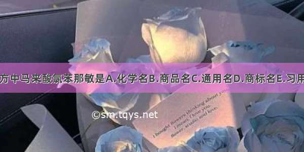 处方中马来酸氯苯那敏是A.化学名B.商品名C.通用名D.商标名E.习用名