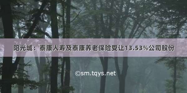 阳光城：泰康人寿及泰康养老保险受让13.53%公司股份