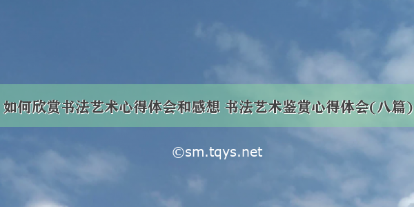 如何欣赏书法艺术心得体会和感想 书法艺术鉴赏心得体会(八篇)