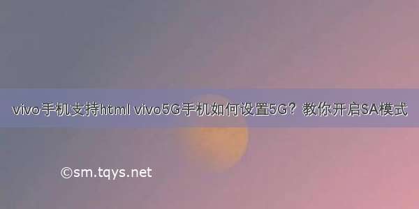 vivo手机支持html vivo5G手机如何设置5G？教你开启SA模式