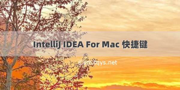 IntelliJ IDEA For Mac 快捷键