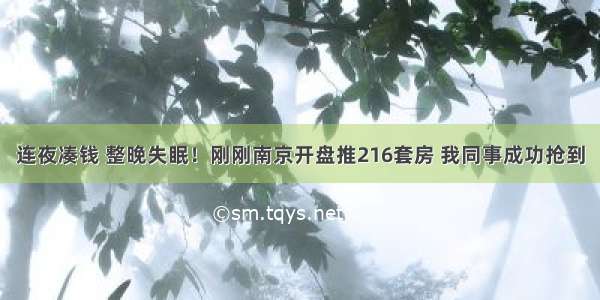 连夜凑钱 整晚失眠！刚刚南京开盘推216套房 我同事成功抢到