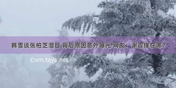 韩雪谈张柏芝泪目 背后原因意外曝光 网友：谢霆锋在哪？