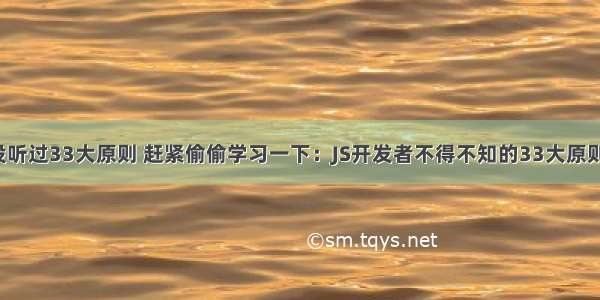 没听过33大原则 赶紧偷偷学习一下：JS开发者不得不知的33大原则！