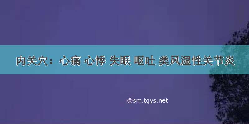 内关穴：心痛 心悸 失眠 呕吐 类风湿性关节炎