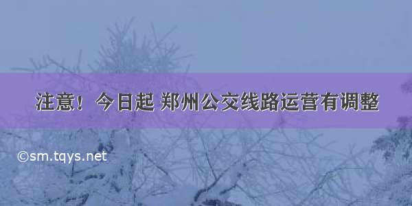 注意！今日起 郑州公交线路运营有调整