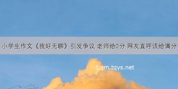 小学生作文《我好无聊》引发争议 老师给0分 网友直呼该给满分