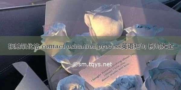 接触氧化法 contact oxidation process英语短句 例句大全