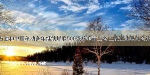 中石化  中石油和中国移动多年继续蝉联500强榜单前三名 三家企业收入合计超过500强