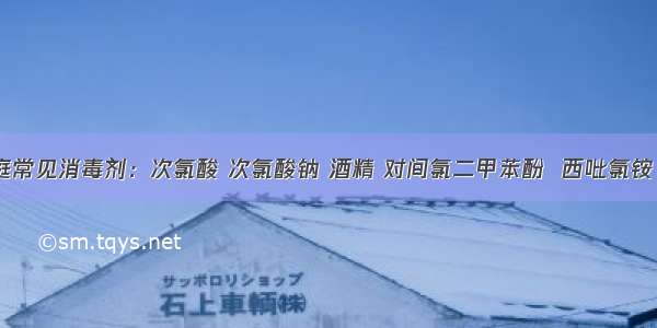 疫情家庭常见消毒剂：次氯酸 次氯酸钠 酒精 对间氯二甲苯酚  西吡氯铵  二氧化