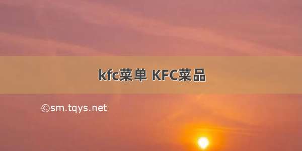 kfc菜单 KFC菜品