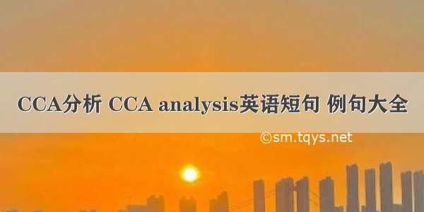 CCA分析 CCA analysis英语短句 例句大全