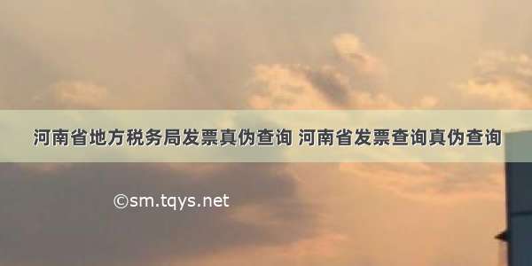 河南省地方税务局发票真伪查询 河南省发票查询真伪查询