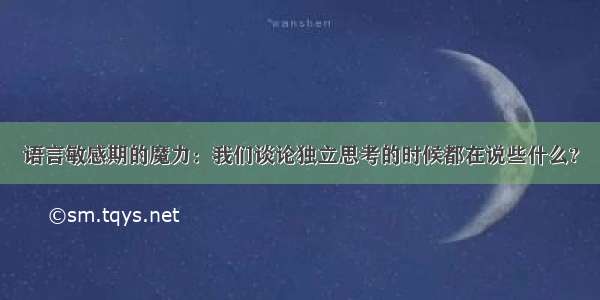 语言敏感期的魔力：我们谈论独立思考的时候都在说些什么?