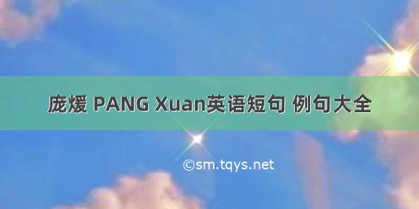 庞煖 PANG Xuan英语短句 例句大全