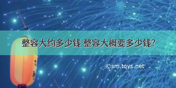 整容大约多少钱 整容大概要多少钱?