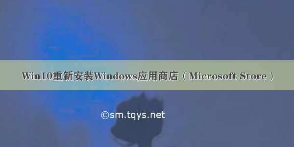 Win10重新安装Windows应用商店（Microsoft Store）
