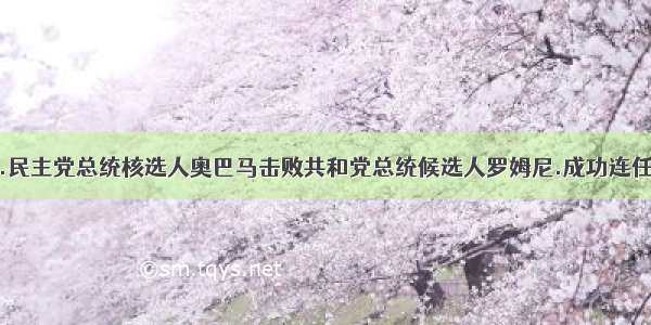 美国大选.民主党总统核选人奥巴马击败共和党总统候选人罗姆尼.成功连任。影响选