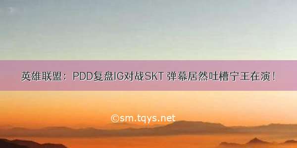 英雄联盟：PDD复盘IG对战SKT 弹幕居然吐槽宁王在演！