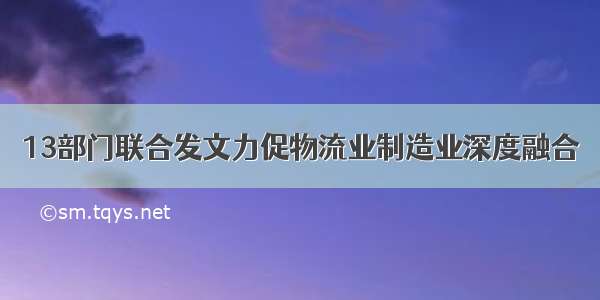 13部门联合发文力促物流业制造业深度融合