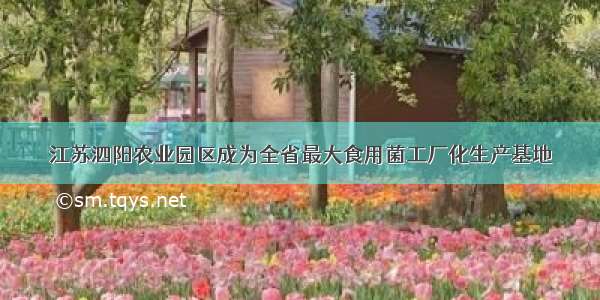 江苏泗阳农业园区成为全省最大食用菌工厂化生产基地