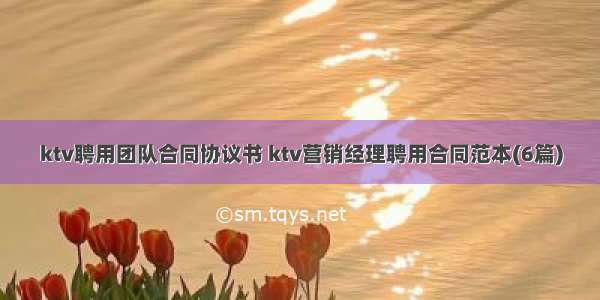 ktv聘用团队合同协议书 ktv营销经理聘用合同范本(6篇)