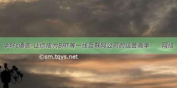 学好c语言 让你成为BAT等一线互联网公司的运营高手 – 网络