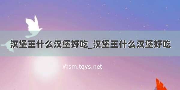 汉堡王什么汉堡好吃_汉堡王什么汉堡好吃