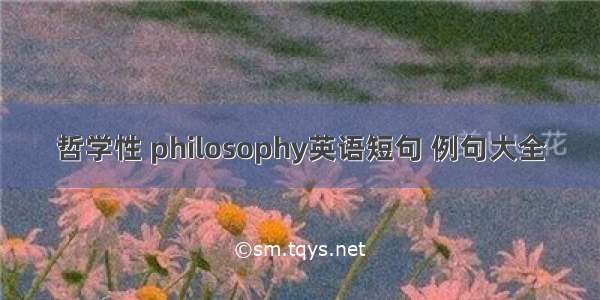 哲学性 philosophy英语短句 例句大全