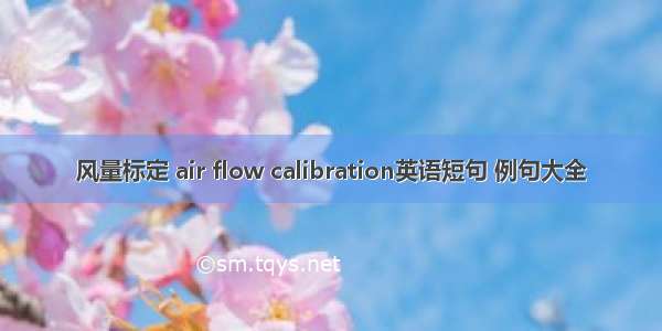 风量标定 air flow calibration英语短句 例句大全