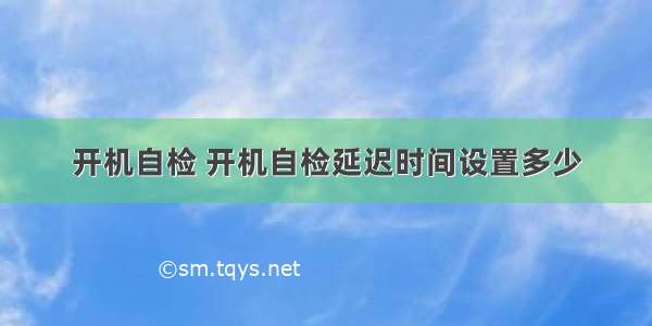 开机自检 开机自检延迟时间设置多少