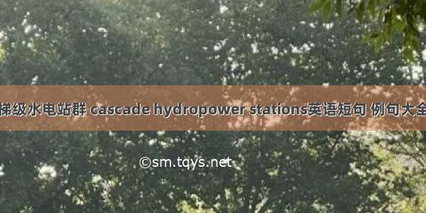 梯级水电站群 cascade hydropower stations英语短句 例句大全