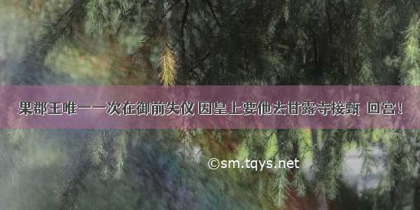 果郡王唯一一次在御前失仪 因皇上要他去甘露寺接甄嬛回宫！