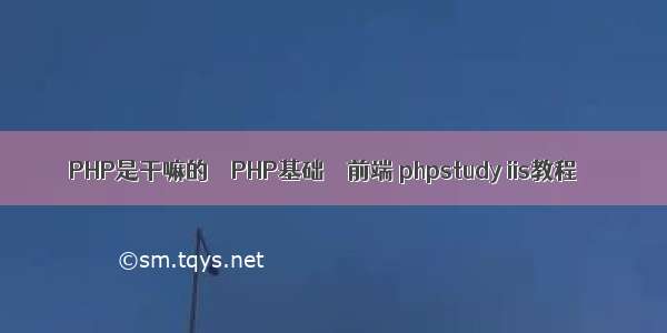 PHP是干嘛的 – PHP基础 – 前端 phpstudy iis教程