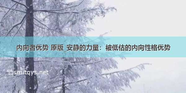 内向者优势 原版_安静的力量：被低估的内向性格优势