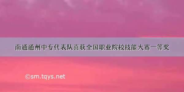 南通通州中专代表队喜获全国职业院校技能大赛一等奖