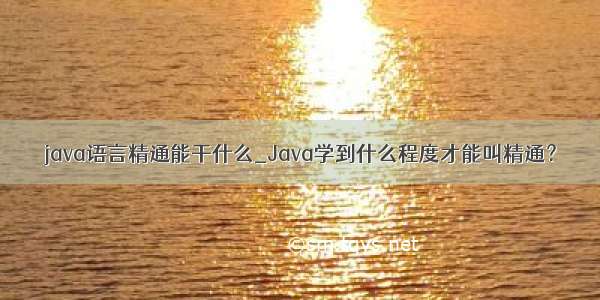 java语言精通能干什么_Java学到什么程度才能叫精通？