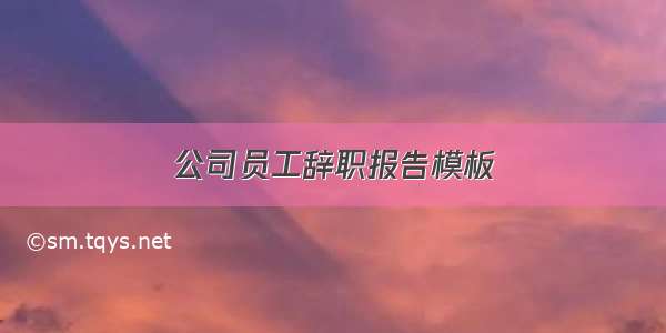 公司员工辞职报告模板