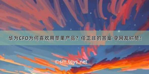 华为CFO为何喜欢用苹果产品？任正非的答案 令网友称赞！