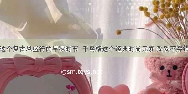 在这个复古风盛行的早秋时节  千鸟格这个经典时尚元素 妥妥不容错过