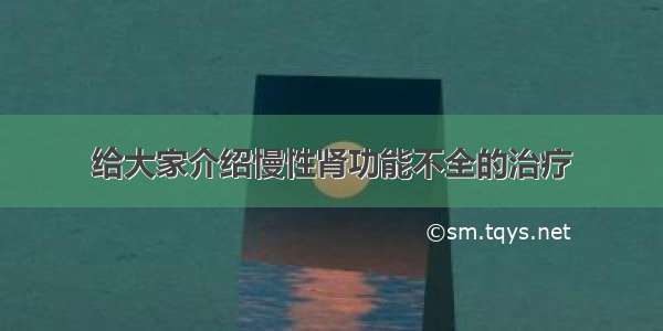 给大家介绍慢性肾功能不全的治疗