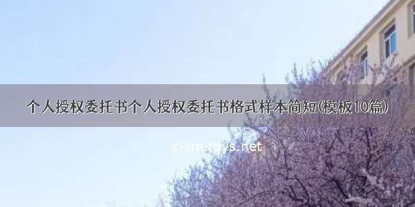 个人授权委托书个人授权委托书格式样本简短(模板10篇)