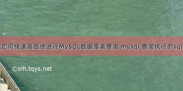 如何快速高效地进行MySQL数据库表查询 mysql 查询执行的sql