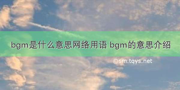 bgm是什么意思网络用语 bgm的意思介绍