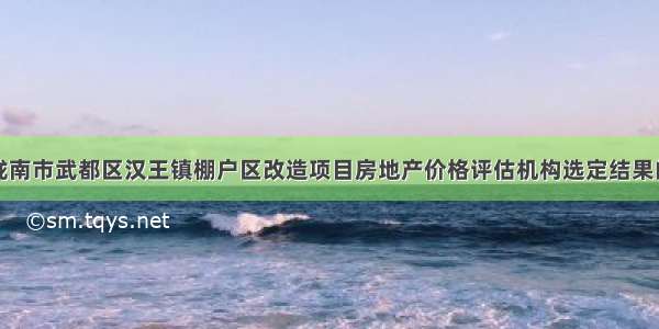 关于陇南市武都区汉王镇棚户区改造项目房地产价格评估机构选定结果的公告