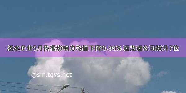 酒水企业5月传播影响力均值下降0.96% 酒鬼酒公司跃升7位