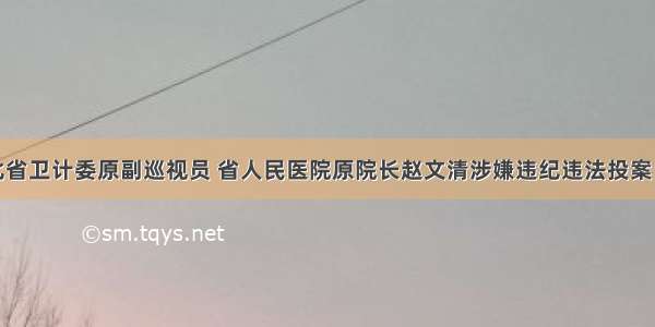 河北省卫计委原副巡视员 省人民医院原院长赵文清涉嫌违纪违法投案自首