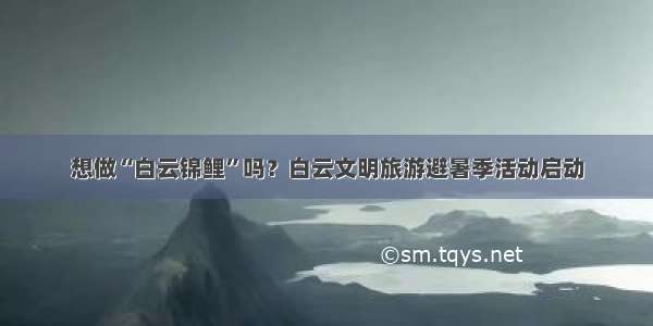 想做“白云锦鲤”吗？白云文明旅游避暑季活动启动